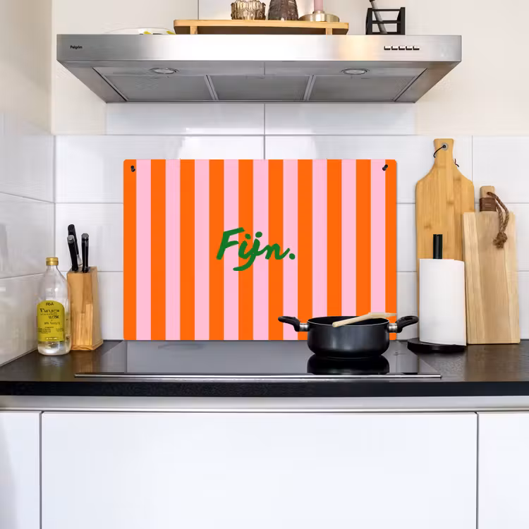 Patroon - Oranje - Fijn - Strepen Inductie beschemer met haakjes klein -sfeer2