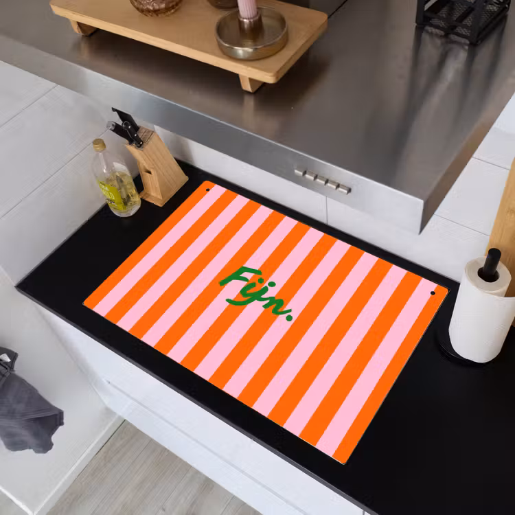 Patroon - Oranje - Fijn - Strepen Inductie beschemer met haakjes klein -sfeer1