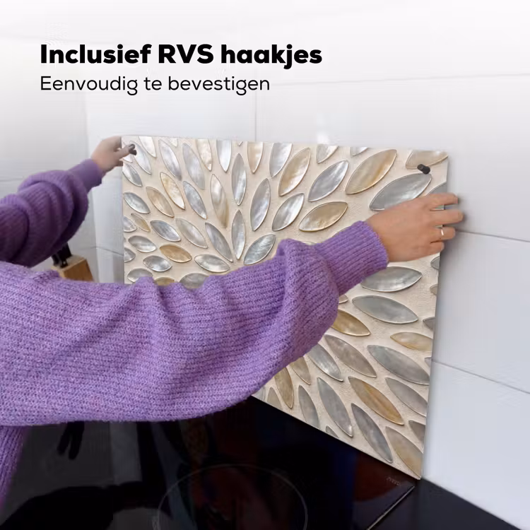 Patroon - Ovaal - Glanzend - Abstract - Beige Inductie beschemer met haakjes klein -ky-ophangen-nl