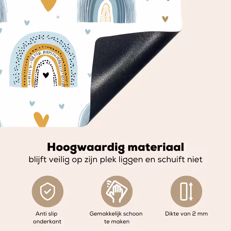 Patroon - Regenboog - Hartjes Inductie beschemer met haakjes middel -ky-onderkant-nl