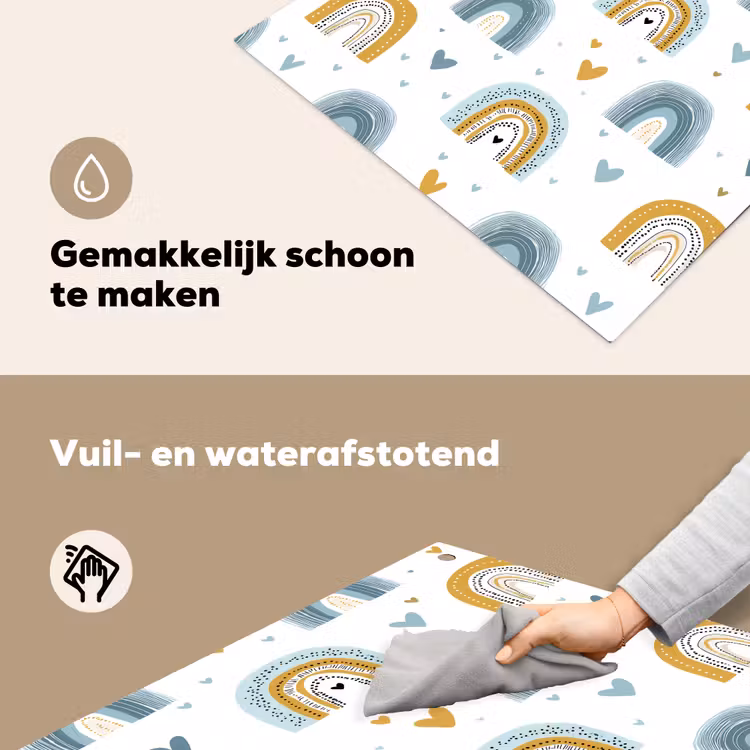 Patroon - Regenboog - Hartjes Inductie beschemer met haakjes middel -ky-schoon-nl