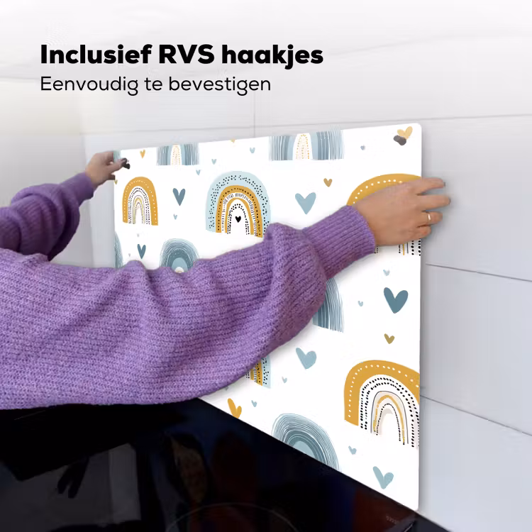 Patroon - Regenboog - Hartjes Inductie beschemer met haakjes middel -ky-ophangen-nl