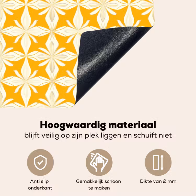 Patroon - Retro - Geel Inductie beschemer met haakjes klein 777 -ky-onderkant-nl
