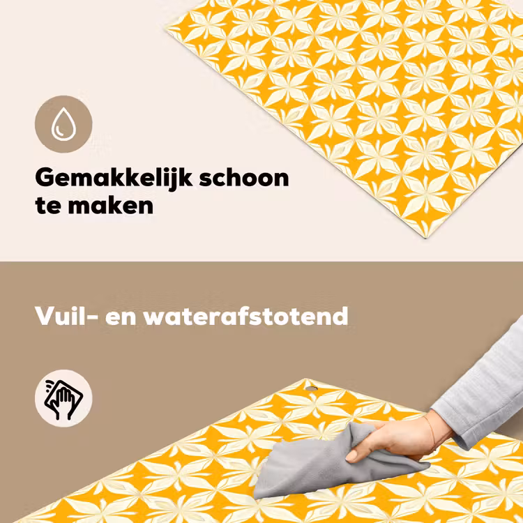 Patroon - Retro - Geel Inductie beschemer met haakjes klein 777 -ky-schoon-nl