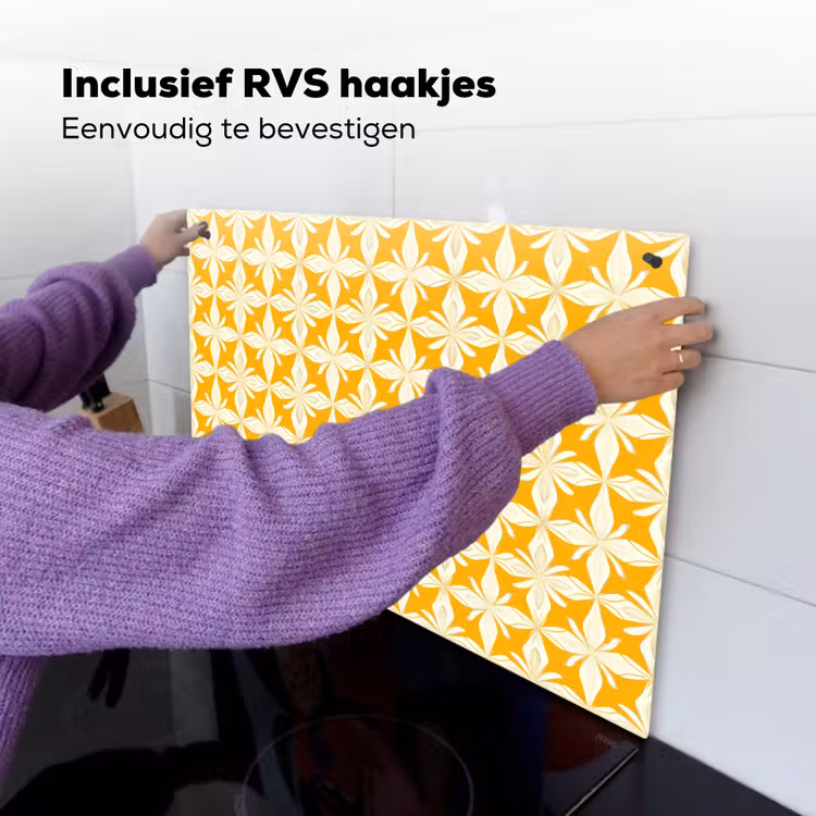 Patroon - Retro - Geel Inductie beschemer met haakjes klein 777 -ky-ophangen-nl