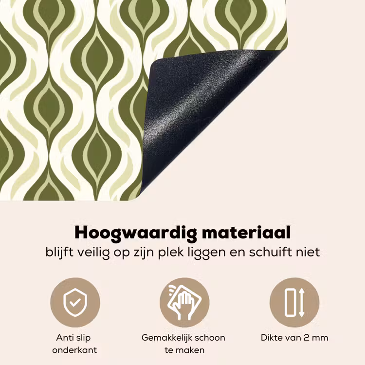 Patroon - Retro - Groen Inductie beschemer met haakjes klein 777 -ky-onderkant-nl