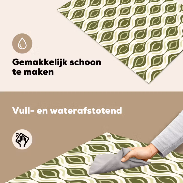 Patroon - Retro - Groen Inductie beschemer met haakjes klein 777 -ky-schoon-nl