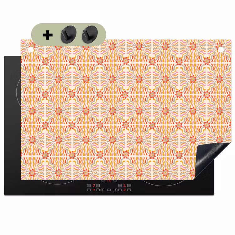 Patroon - Retro - Kleur Inductie beschemer met haakjes klein 777 -3d
