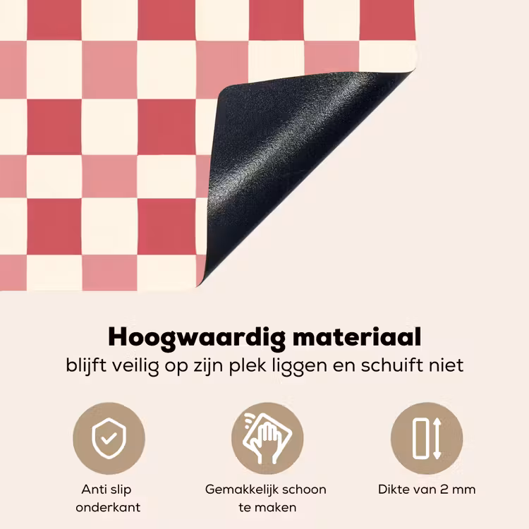 Patroon - Schaak - Roze Inductie beschemer met haakjes klein 777 -ky-onderkant-nl