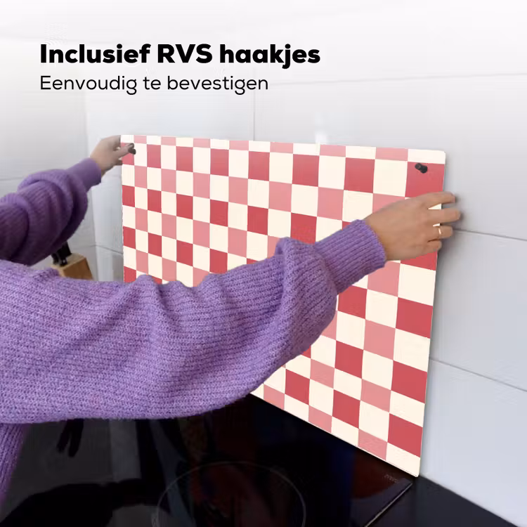 Patroon - Schaak - Roze Inductie beschemer met haakjes klein 777 -ky-ophangen-nl