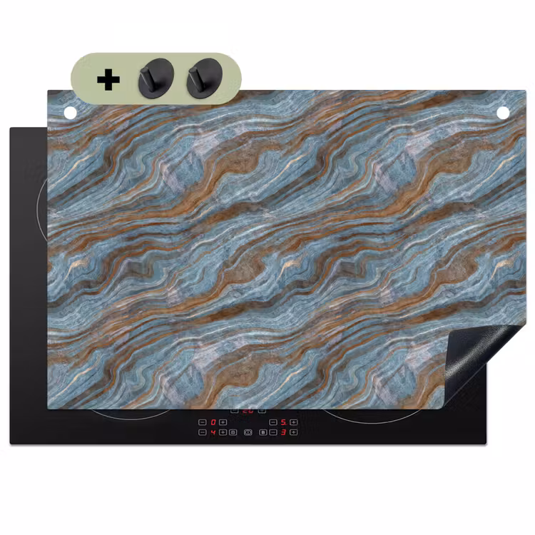 Patroon - Steen - Blauw Inductie beschemer met haakjes klein 777 -3d