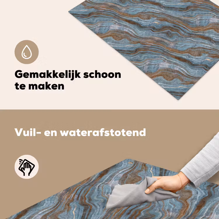 Patroon - Steen - Blauw Inductie beschemer met haakjes klein 777 -ky-schoon-nl