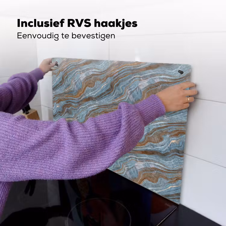 Patroon - Steen - Blauw Inductie beschemer met haakjes klein 777 -ky-ophangen-nl