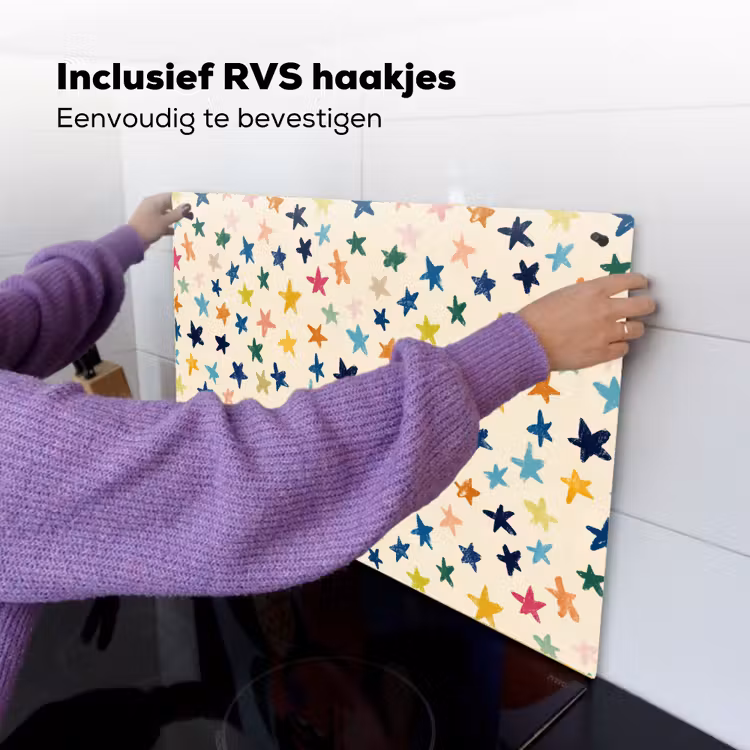 Patroon - Sterren - Kleurrijk Inductie beschemer met haakjes klein 777 -ky-ophangen-nl
