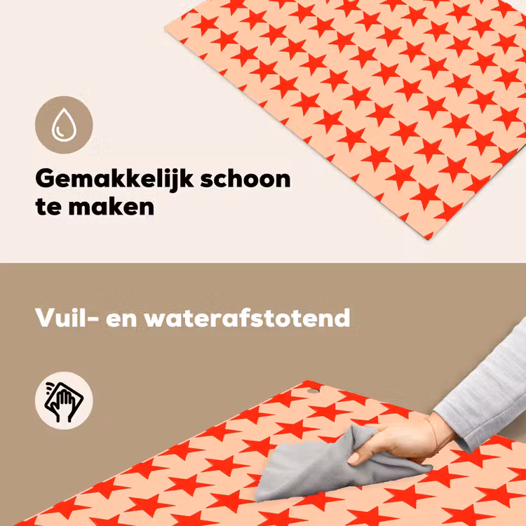 Patroon - Sterren - Rood Inductie beschemer met haakjes klein 777 -ky-schoon-nl