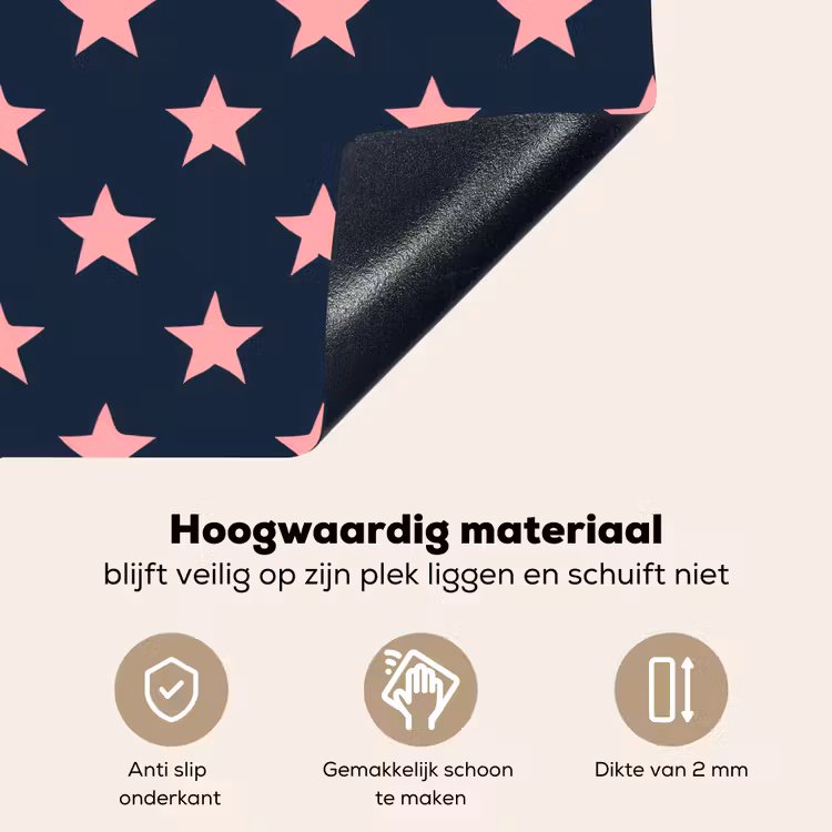 Patroon - Sterren - Roze Inductie beschemer met haakjes klein 777 -ky-onderkant-nl