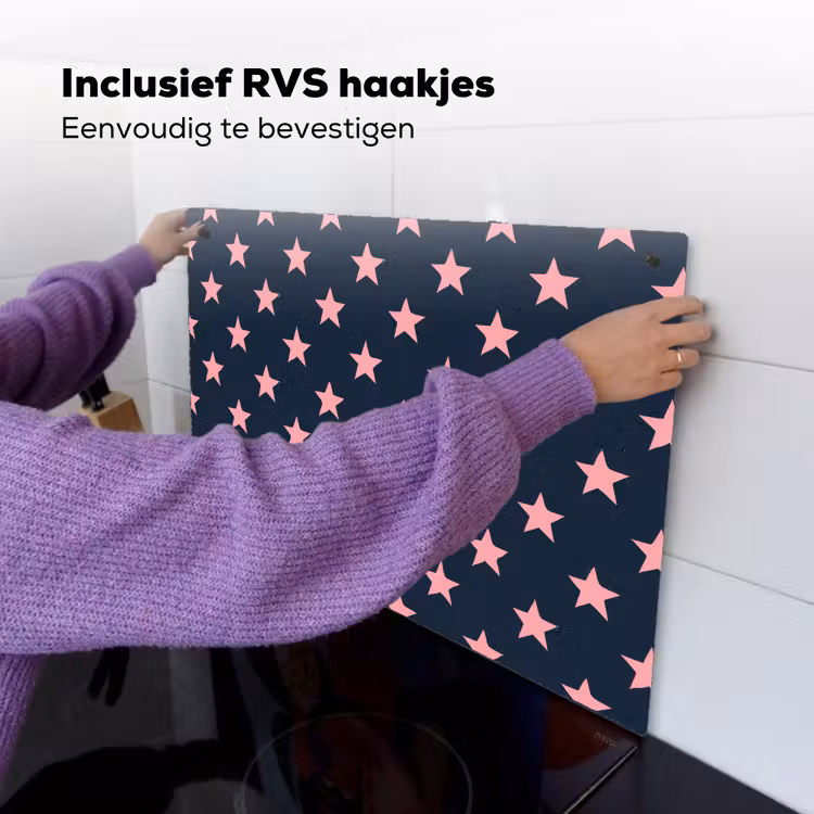 Patroon - Sterren - Roze Inductie beschemer met haakjes klein 777 -ky-ophangen-nl