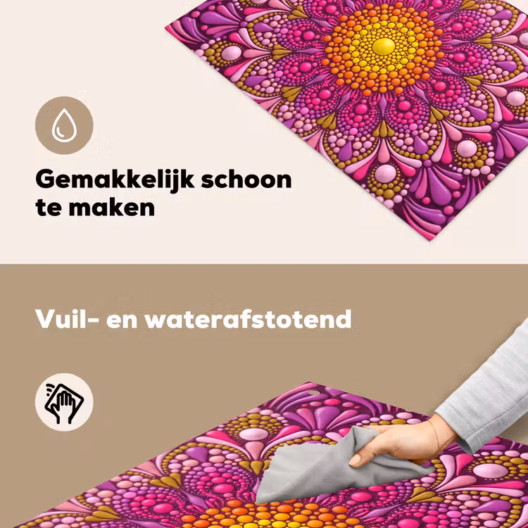 Patroon - Stippen - Abstract - Kleurrijk Inductie beschemer met haakjes klein -ky-schoon-nl
