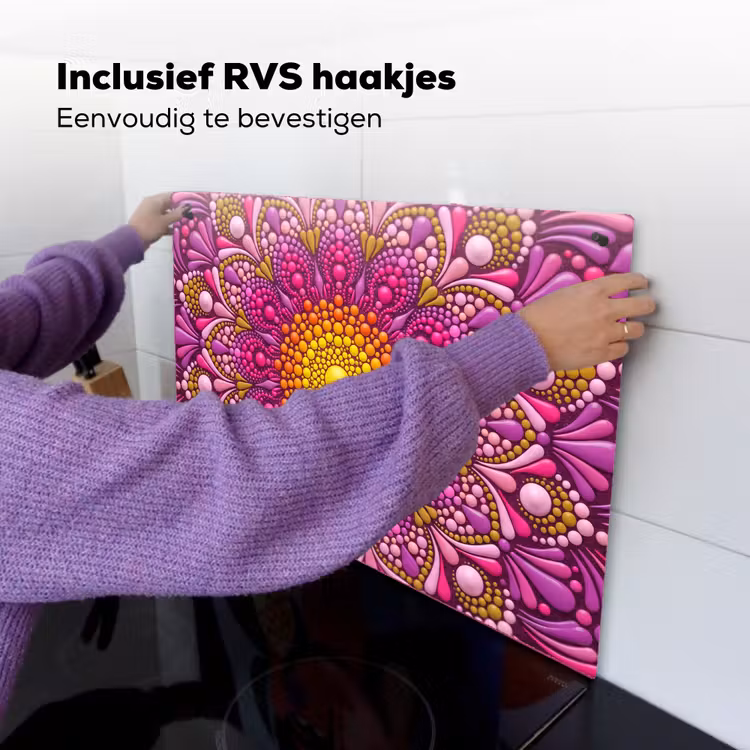 Patroon - Stippen - Abstract - Kleurrijk Inductie beschemer met haakjes klein -ky-ophangen-nl