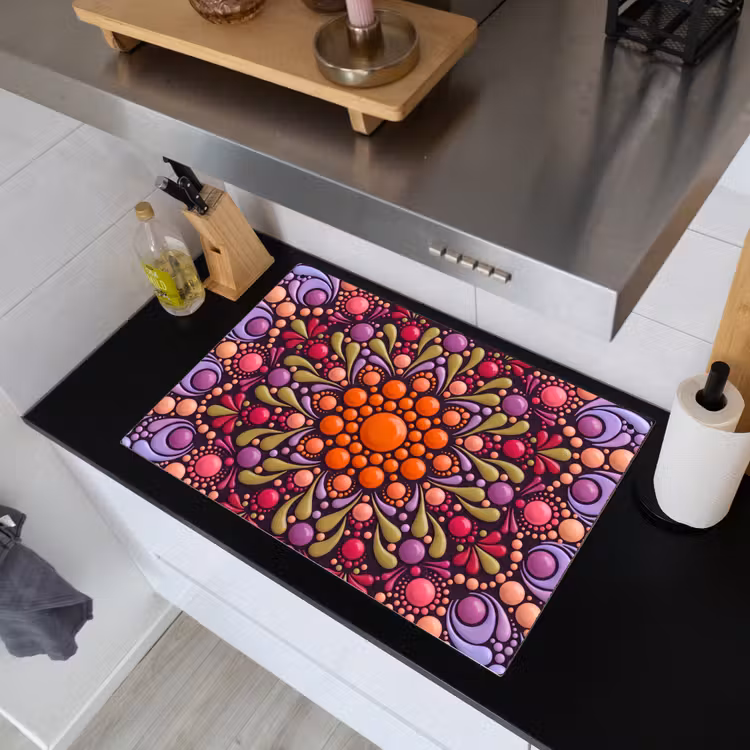 Patroon - Stippen - Abstract - Modern - Kleurrijk Inductie beschemer met haakjes klein -sfeer1