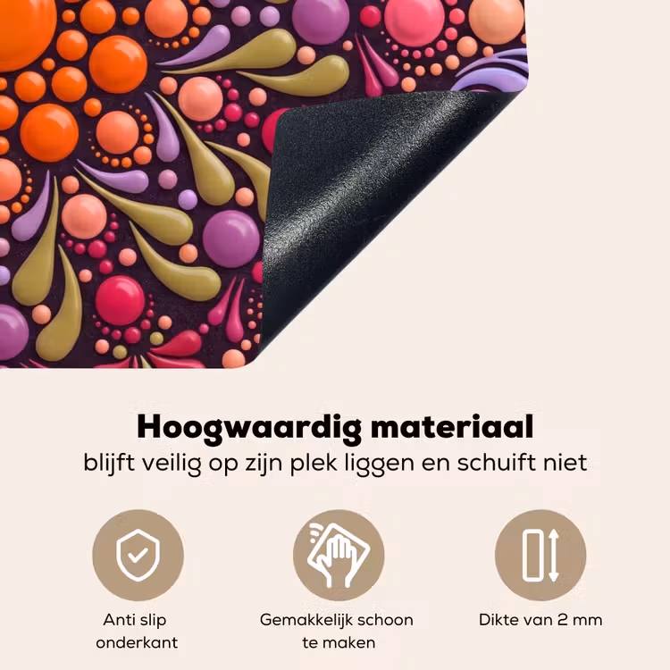 Patroon - Stippen - Abstract - Modern - Kleurrijk Inductie beschemer met haakjes klein -ky-onderkant-nl