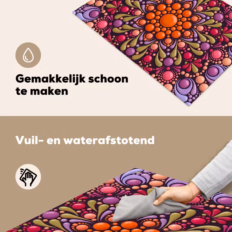 Patroon - Stippen - Abstract - Modern - Kleurrijk Inductie beschemer met haakjes klein -ky-schoon-nl