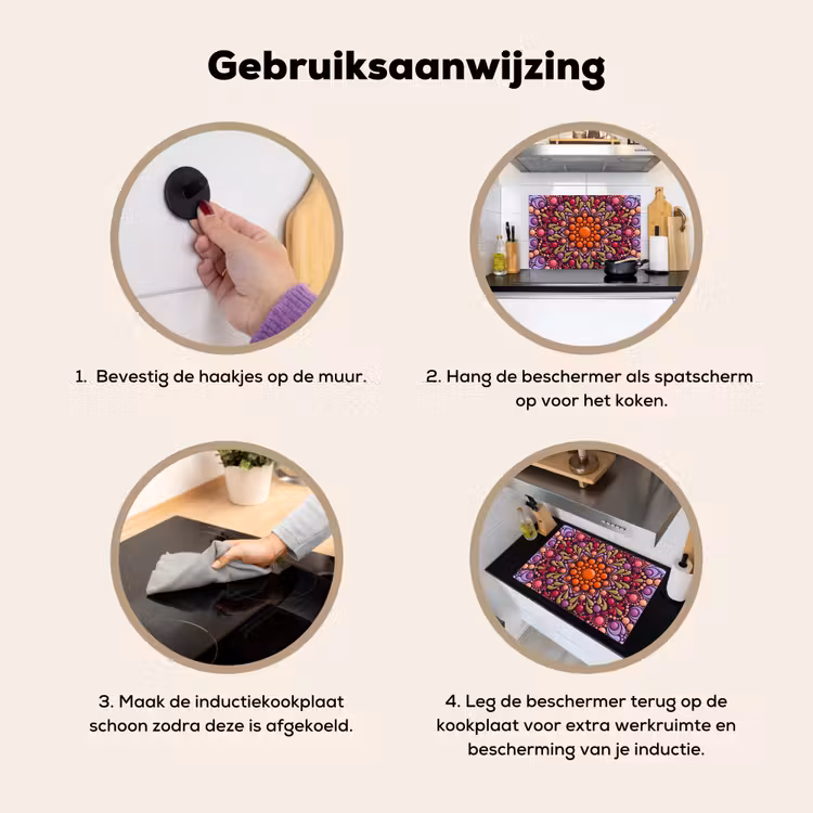 Patroon - Stippen - Abstract - Modern - Kleurrijk Inductie beschemer met haakjes klein -ky-gebruik-nl