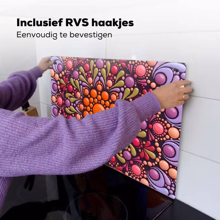 Patroon - Stippen - Abstract - Modern - Kleurrijk Inductie beschemer met haakjes klein -ky-ophangen-nl