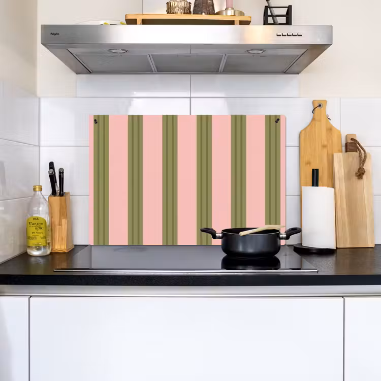Patroon - Strepen - Abstract - Roze - Groen Inductie beschemer met haakjes klein -sfeer2