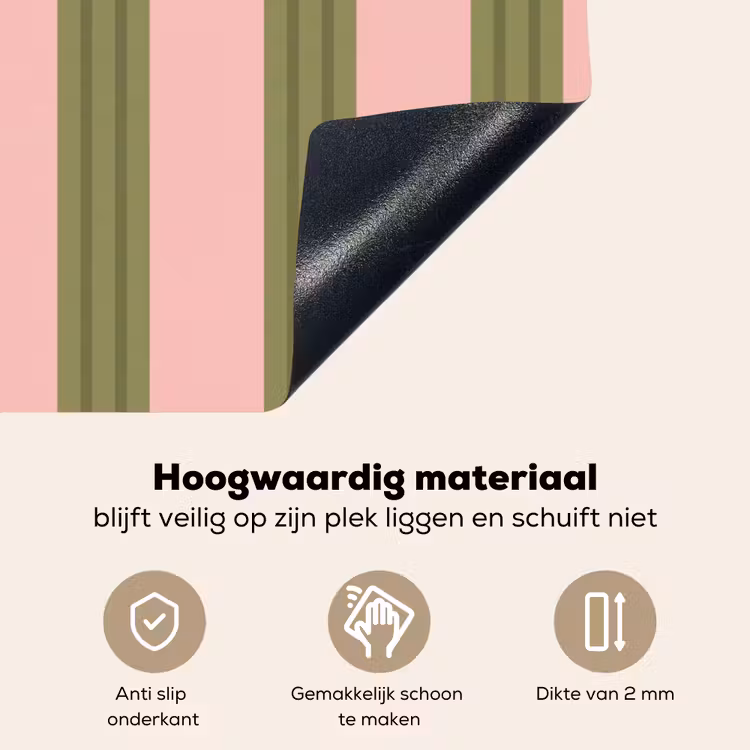 Patroon - Strepen - Abstract - Roze - Groen Inductie beschemer met haakjes klein -ky-onderkant-nl