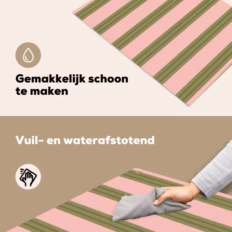 Patroon - Strepen - Abstract - Roze - Groen Inductie beschemer met haakjes klein -ky-schoon-nl