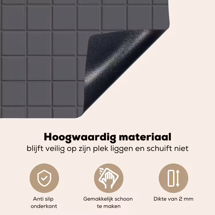 Patroon - Tegel - Grafiet - Grijs Inductie beschemer met haakjes klein 777 -ky-onderkant-nl