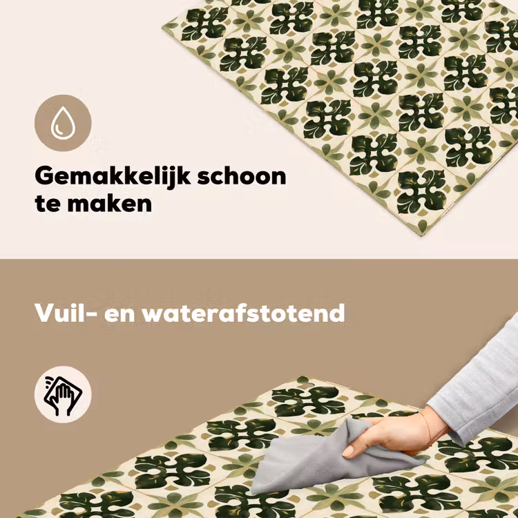 Patroon - Tegel - Groen Inductie beschemer met haakjes klein 777 -ky-schoon-nl