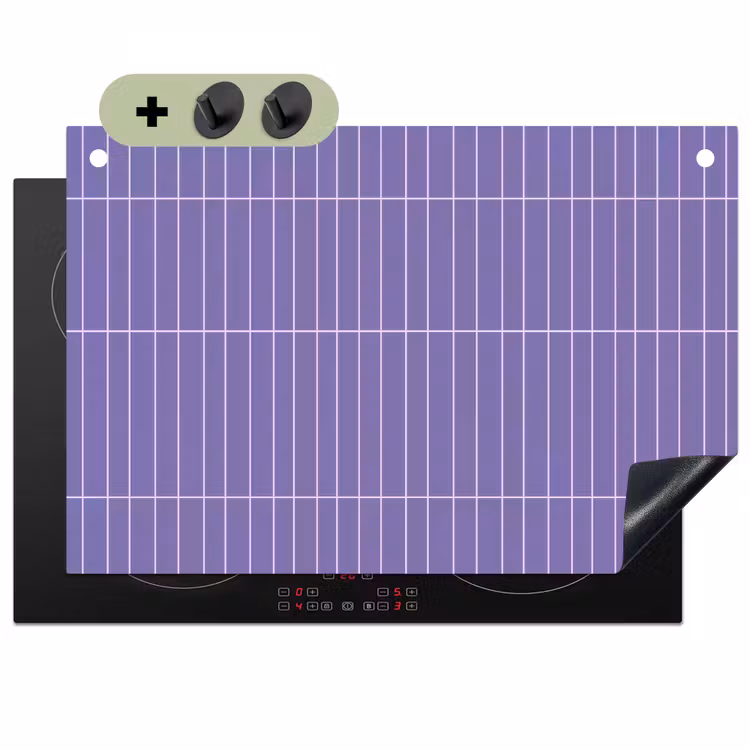 Patroon - Tegel - Lila Inductie beschemer met haakjes klein 777 -3d