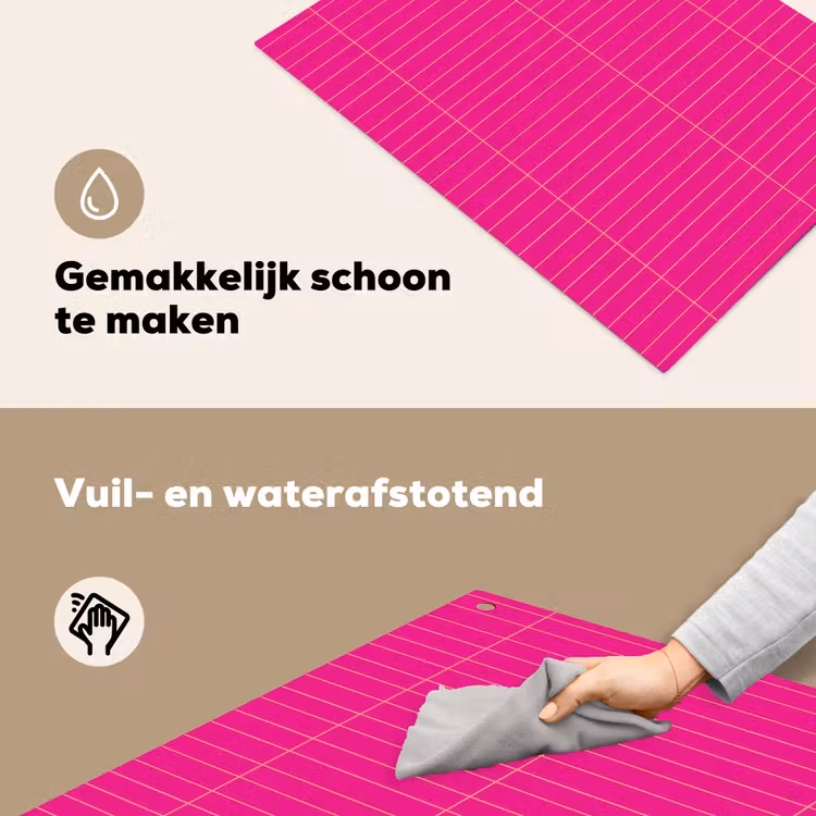 Patroon - Tegel - Magenta - Roze Inductie beschemer met haakjes klein 777 -ky-schoon-nl