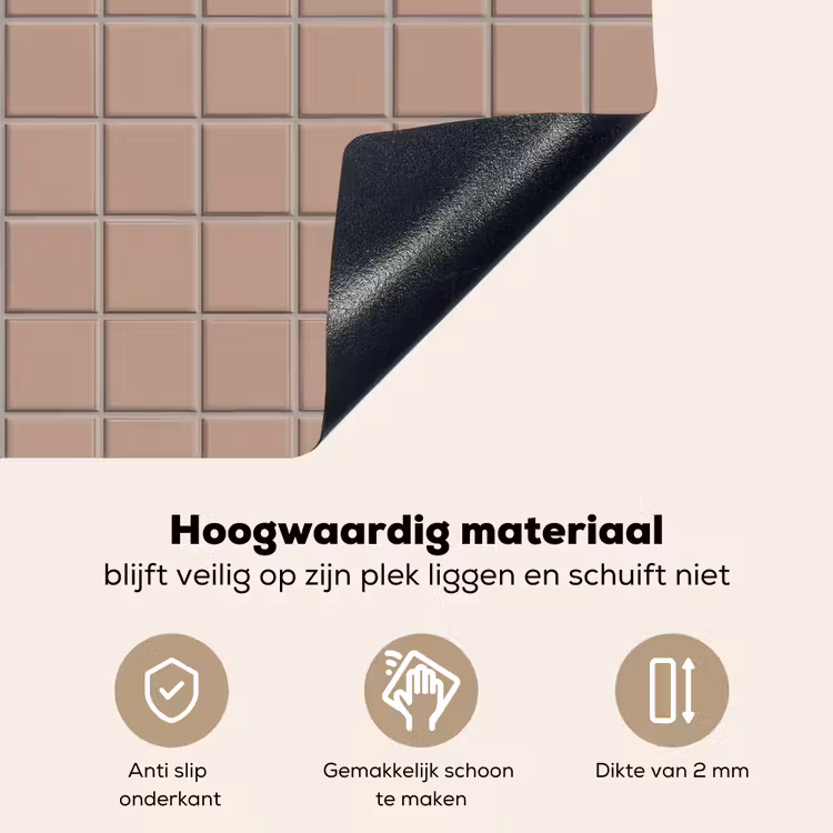 Patroon - Tegel - Oudroze Inductie beschemer met haakjes klein 777 -ky-onderkant-nl