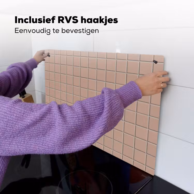 Patroon - Tegel - Oudroze Inductie beschemer met haakjes klein 777 -ky-ophangen-nl