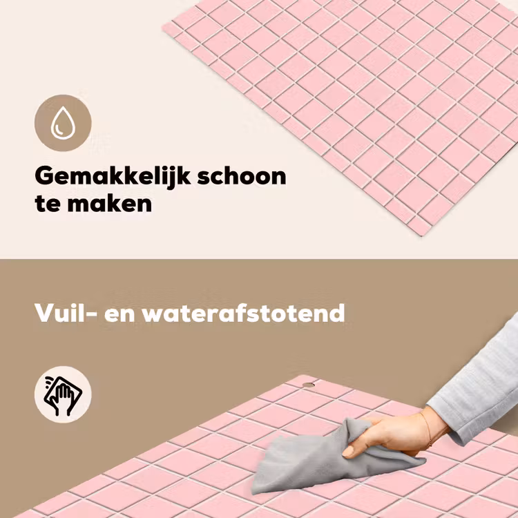 Patroon - Tegel - Pastelroze Inductie beschemer met haakjes klein 777 -ky-schoon-nl