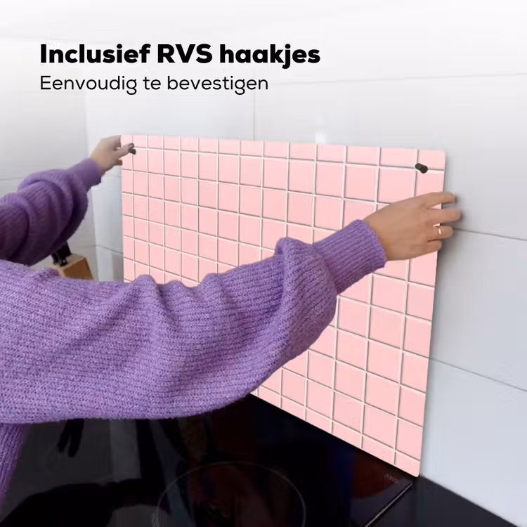 Patroon - Tegel - Pastelroze Inductie beschemer met haakjes klein 777 -ky-ophangen-nl