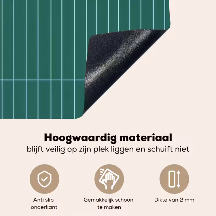 Patroon - Tegel - Saliegroen Inductie beschemer met haakjes klein 777 -ky-onderkant-nl