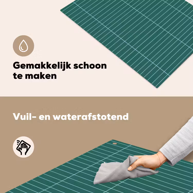 Patroon - Tegel - Saliegroen Inductie beschemer met haakjes klein 777 -ky-schoon-nl