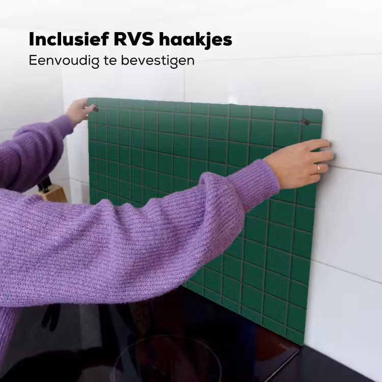 Patroon - Tegels - Dennen - Groen Inductie beschemer met haakjes klein 777 -ky-ophangen-nl