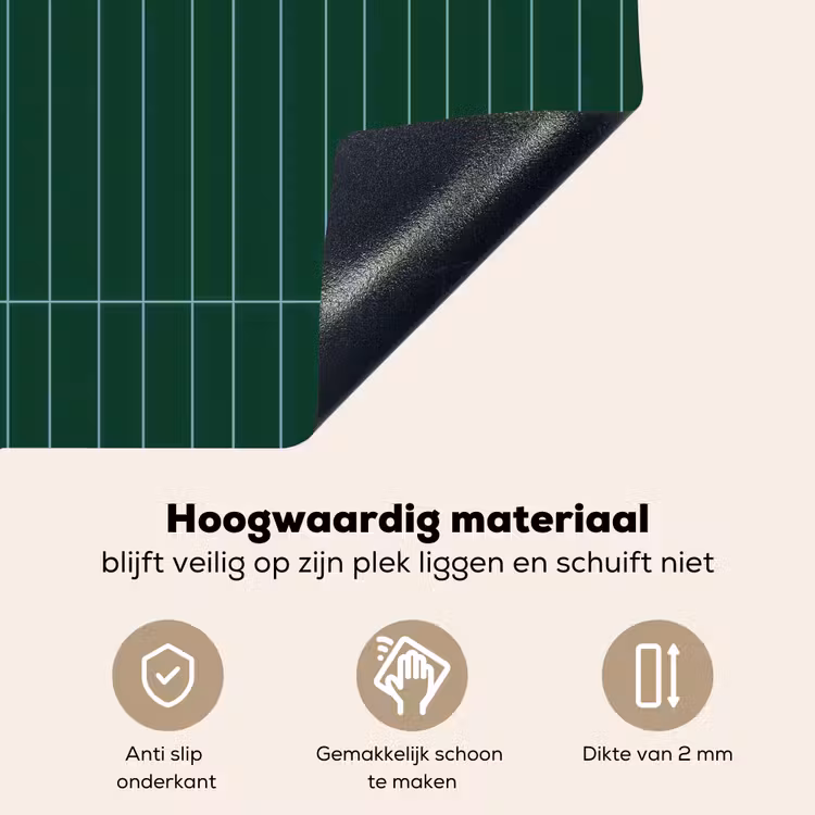 Patroon - Tegels - Donkergroen Inductie beschemer met haakjes klein 777 -ky-onderkant-nl