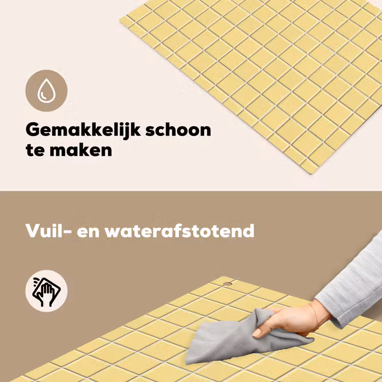 Patroon - Tegels - Geel Inductie beschemer met haakjes klein 777 -ky-schoon-nl