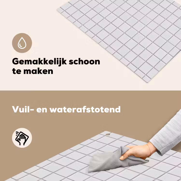 Patroon - Tegels - Grijs - Wit Inductie beschemer met haakjes klein 777 -ky-schoon-nl