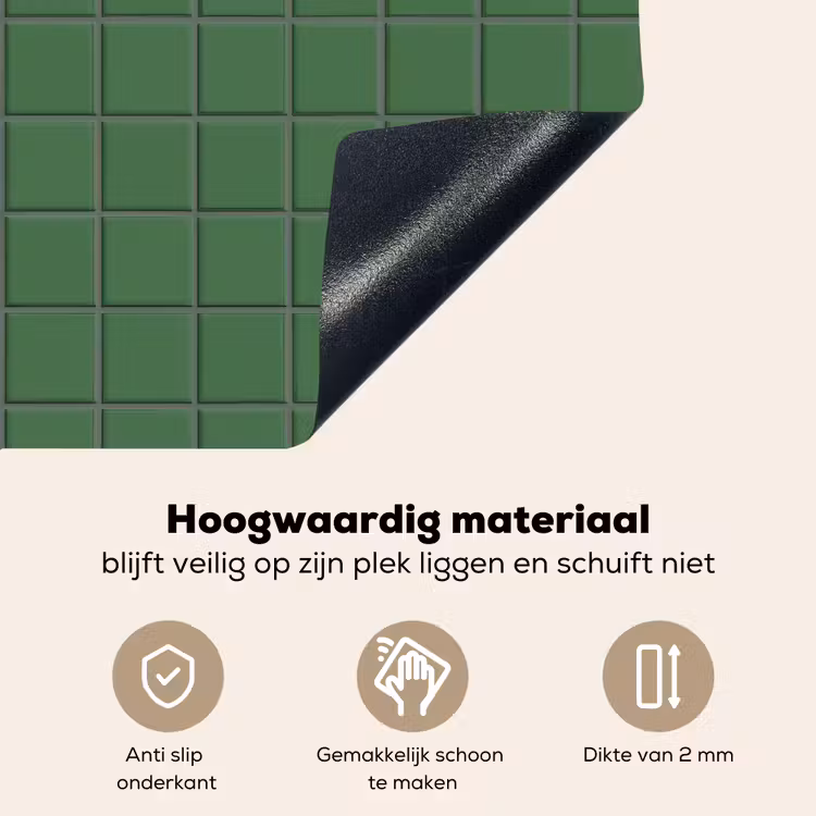Patroon - Tegels - Groen Inductie beschemer met haakjes klein 777 -ky-onderkant-nl