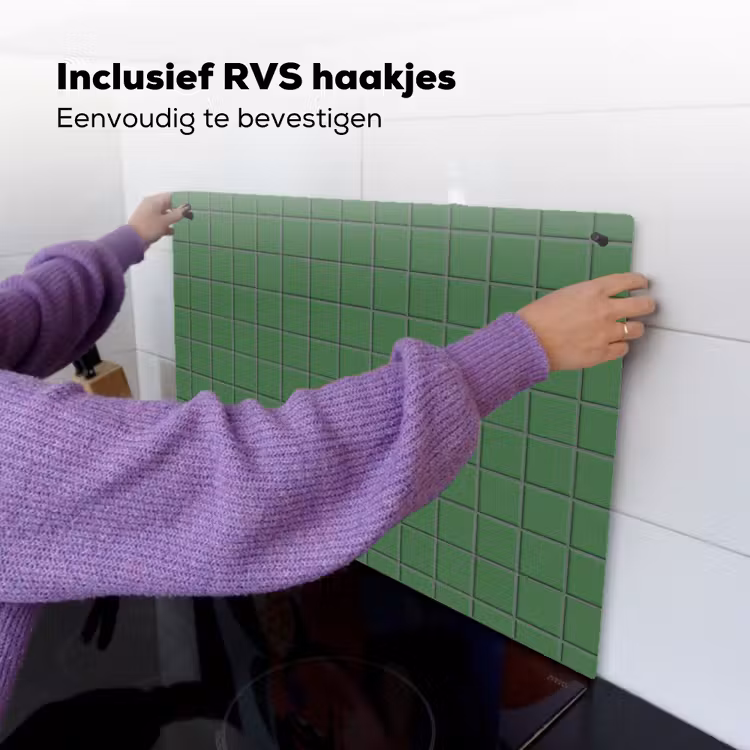Patroon - Tegels - Groen Inductie beschemer met haakjes klein 777 -ky-ophangen-nl