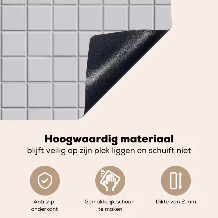 Patroon - Tegels - Licht - Grijs Inductie beschemer met haakjes klein 777 -ky-onderkant-nl