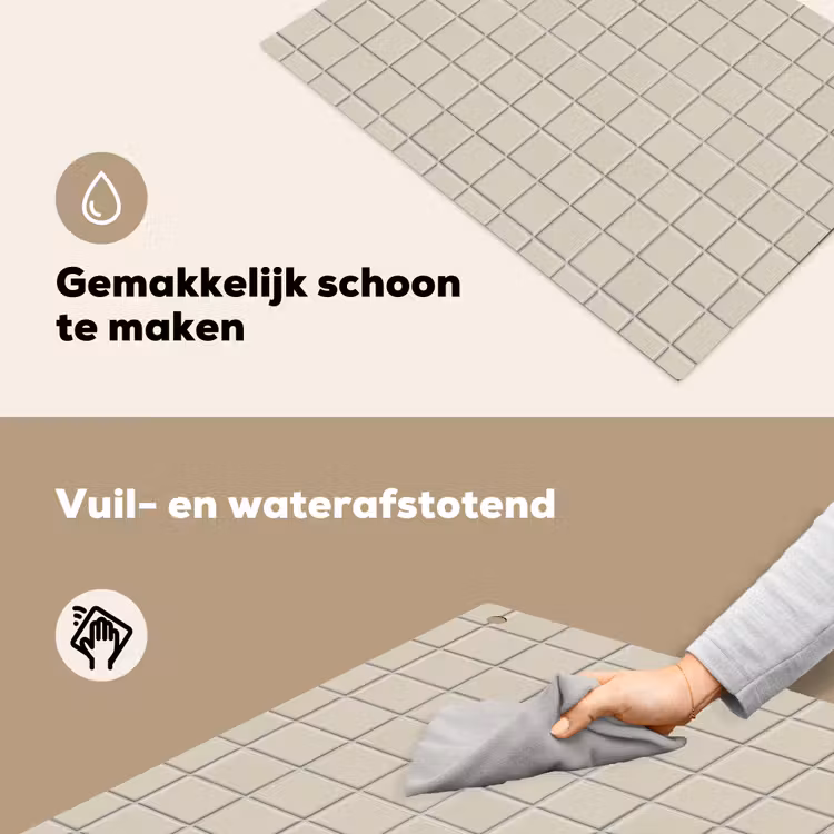 Patroon - Tegels - Taupe Inductie beschemer met haakjes klein 777 -ky-schoon-nl