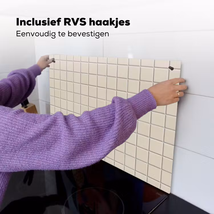 Patroon - Tegels - Taupe Inductie beschemer met haakjes klein 777 -ky-ophangen-nl